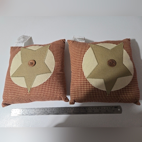 Source Unknown Other - Star Patterned Homespun Rustic Farmhouse Throw Pillows